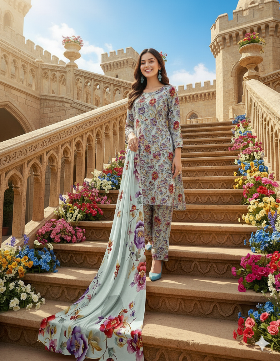 PRINTED KHADDAR ALLOVER STYLE COLLECTION 3PC