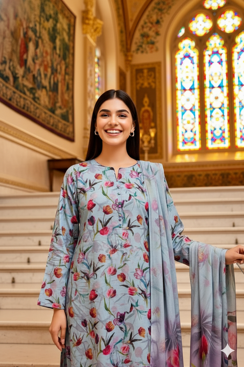 PRINTED KHADDAR ALLOVER STYLE COLLECTION 3PC