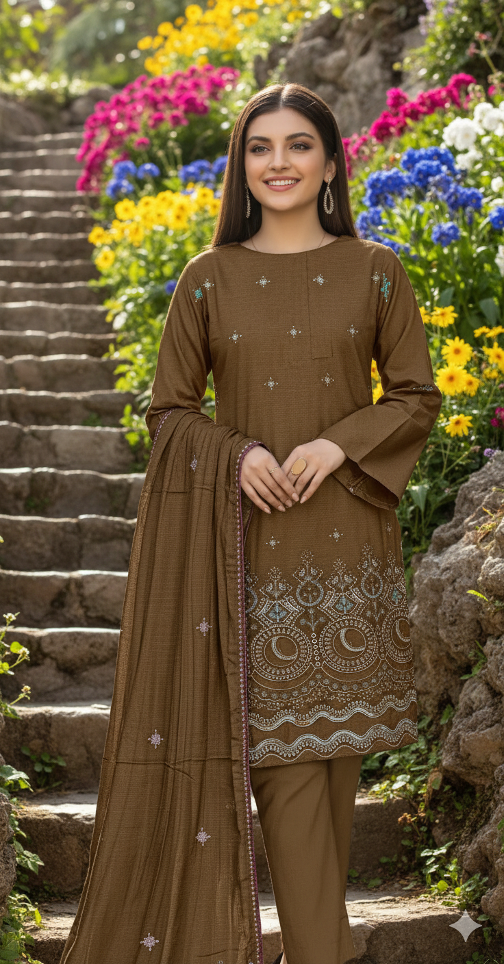 DHANAK BANA DORA EMBROIDERED APPLIC DAMAN COLLECTION