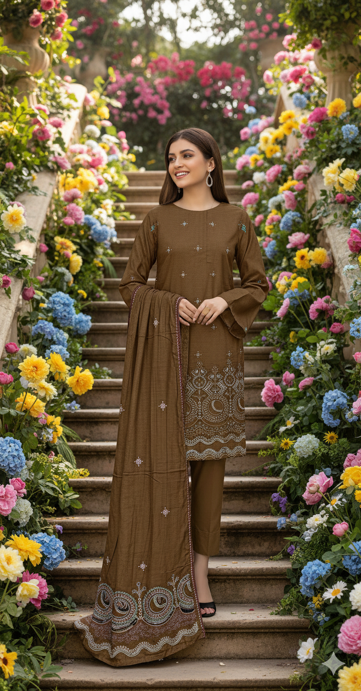 DHANAK BANA DORA EMBROIDERED APPLIC DAMAN COLLECTION