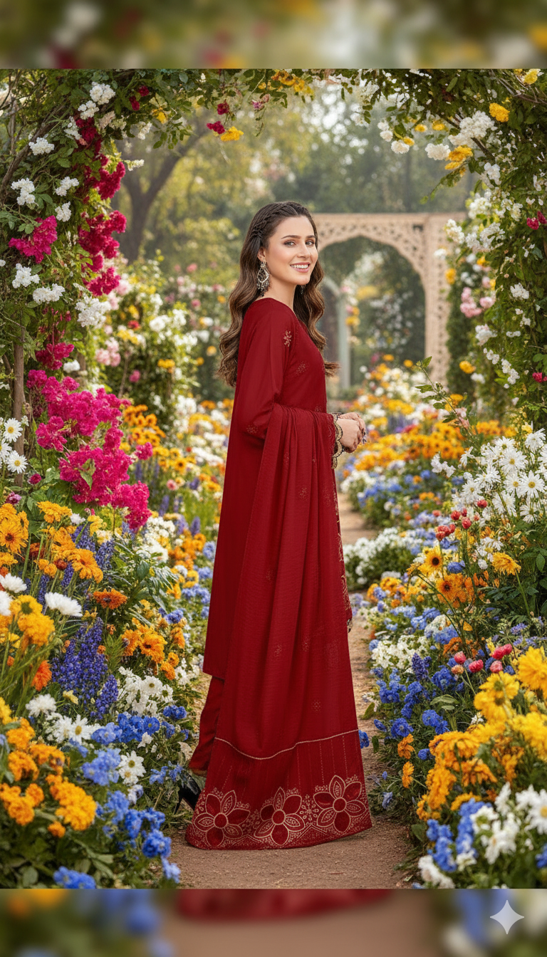 DHANAK TANA DORA EMBROIDERED APPLIC DAMAN COLLECTION