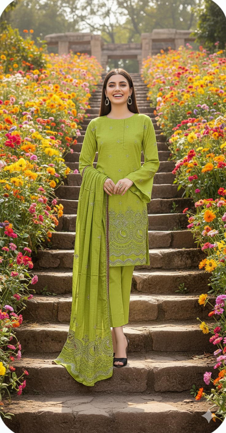 DHANAK BANA DORA EMBROIDERED APPLIC DAMAN COLLECTION
