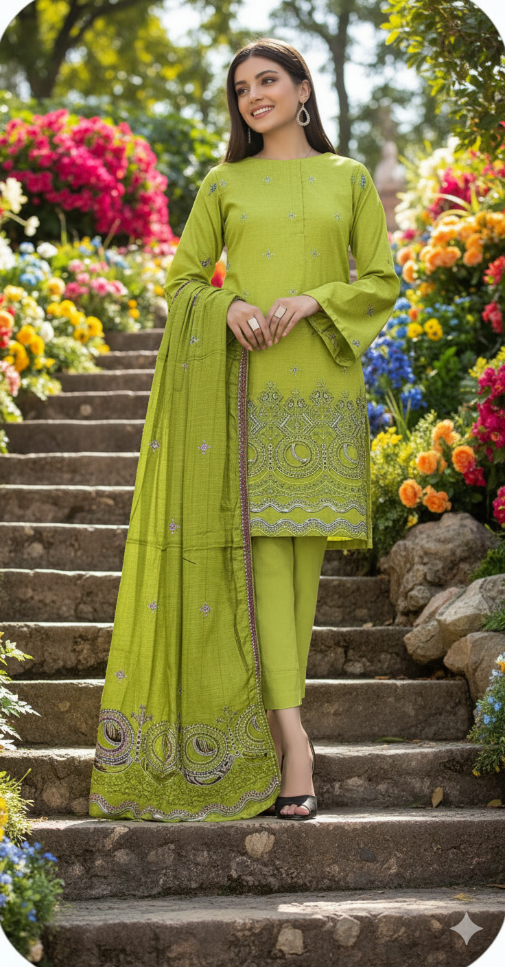 DHANAK BANA DORA EMBROIDERED APPLIC DAMAN COLLECTION