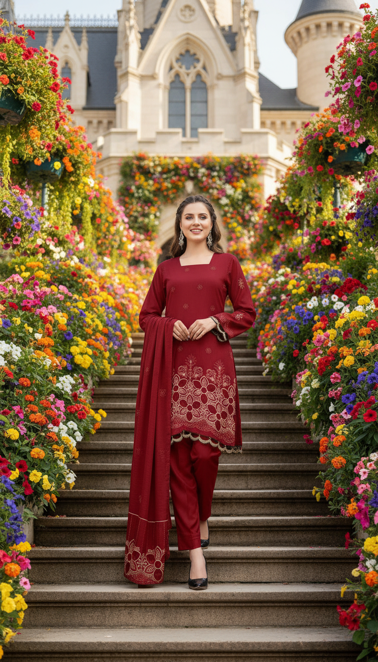 DHANAK TANA DORA EMBROIDERED APPLIC DAMAN COLLECTION
