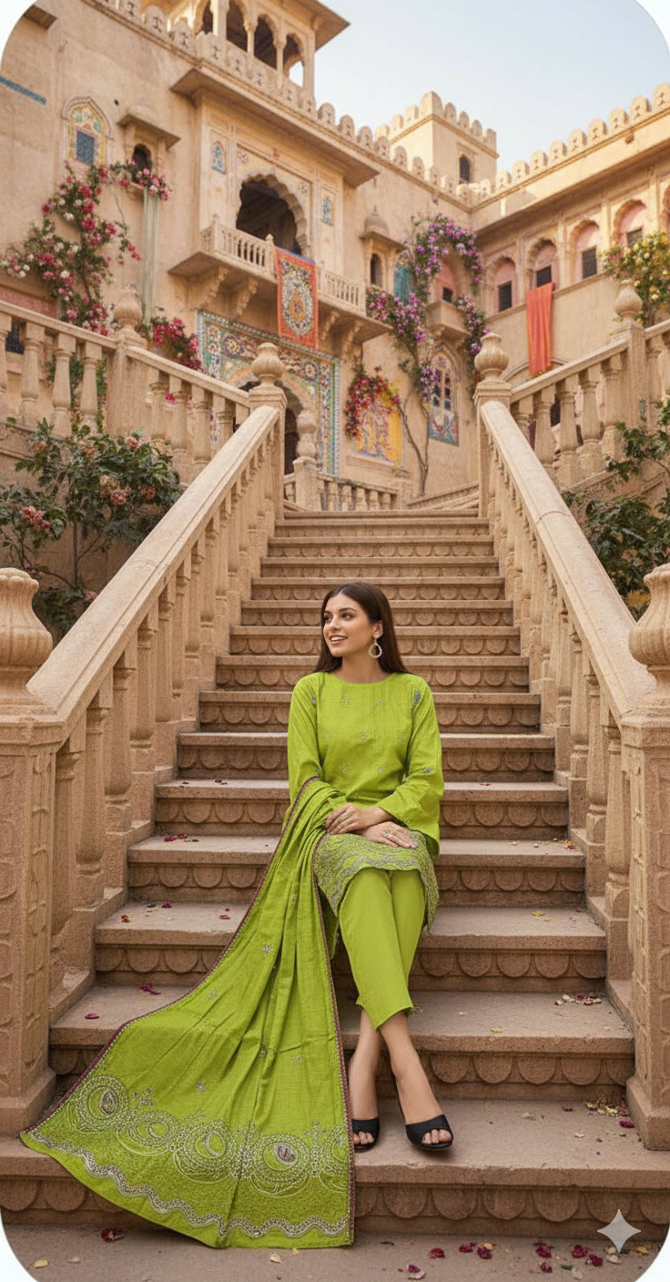 DHANAK BANA DORA EMBROIDERED APPLIC DAMAN COLLECTION