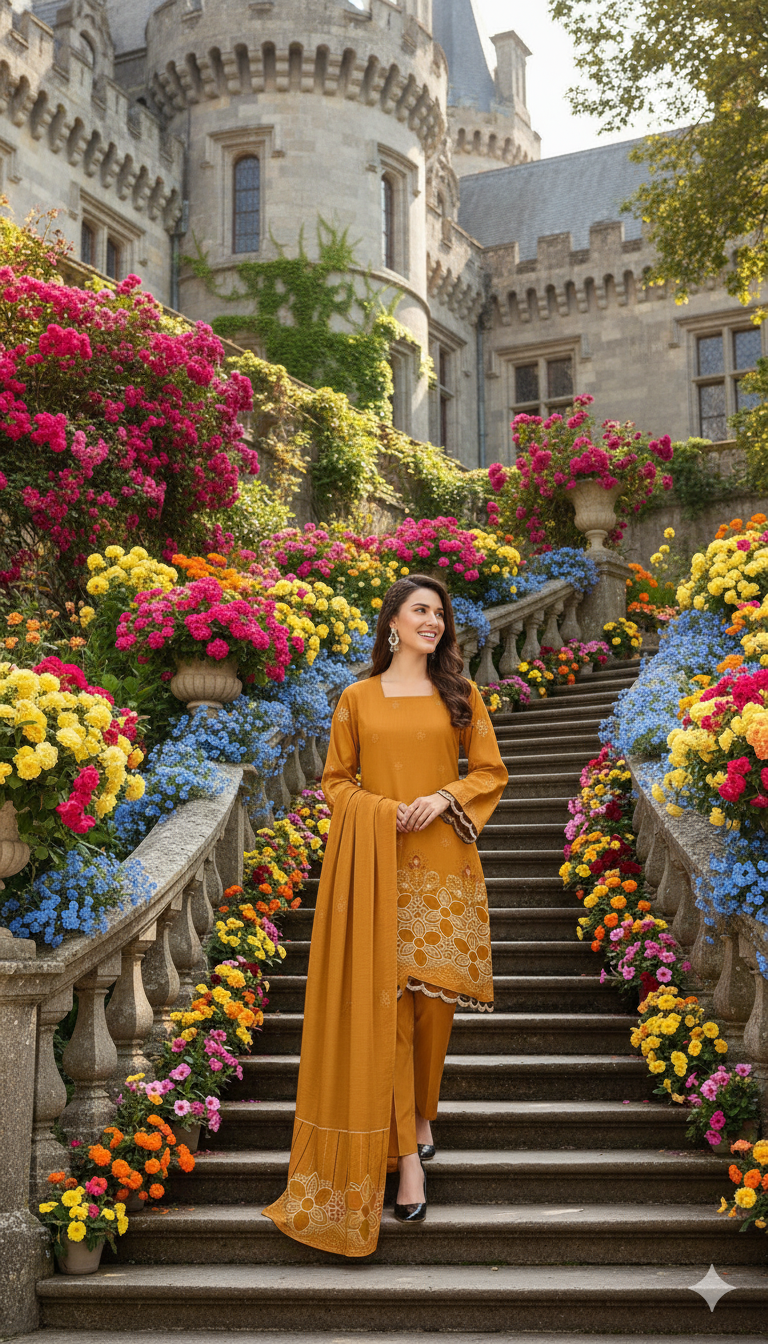 DHANAK TANA DORA EMBROIDERED APPLIC DAMAN COLLECTION