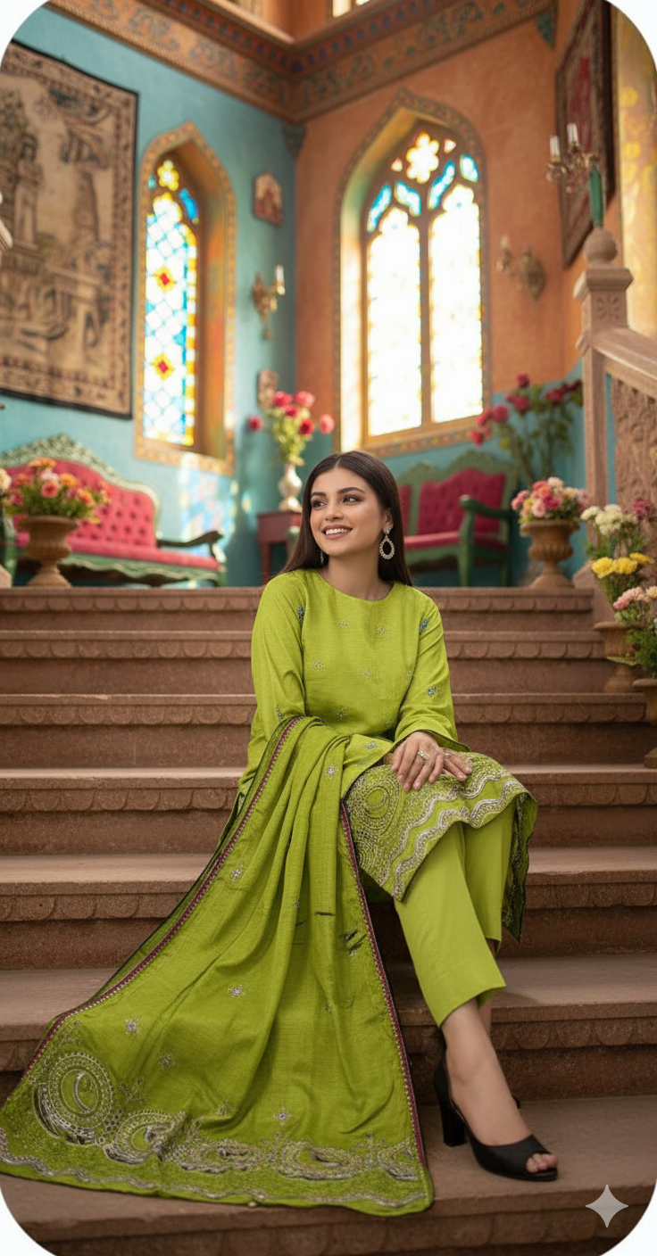 DHANAK BANA DORA EMBROIDERED APPLIC DAMAN COLLECTION