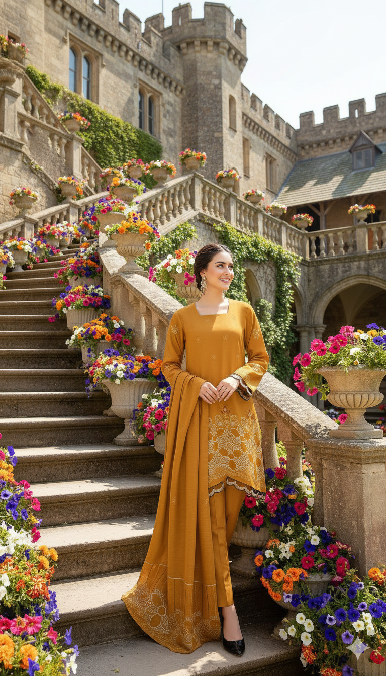 DHANAK TANA DORA EMBROIDERED APPLIC DAMAN COLLECTION