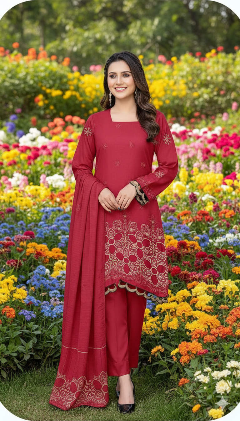 DHANAK TANA DORA EMBROIDERED APPLIC DAMAN COLLECTION