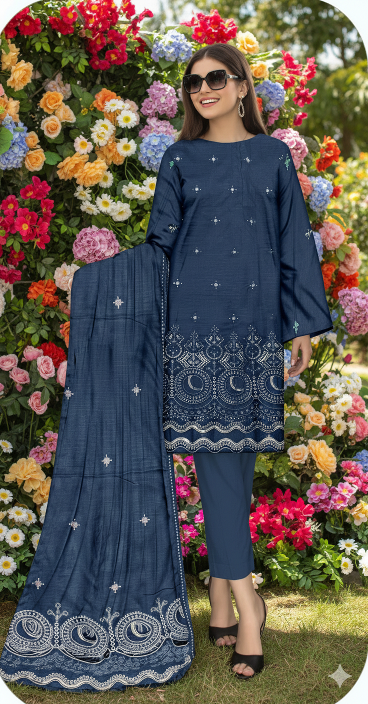 DHANAK BANA DORA EMBROIDERED APPLIC DAMAN COLLECTION