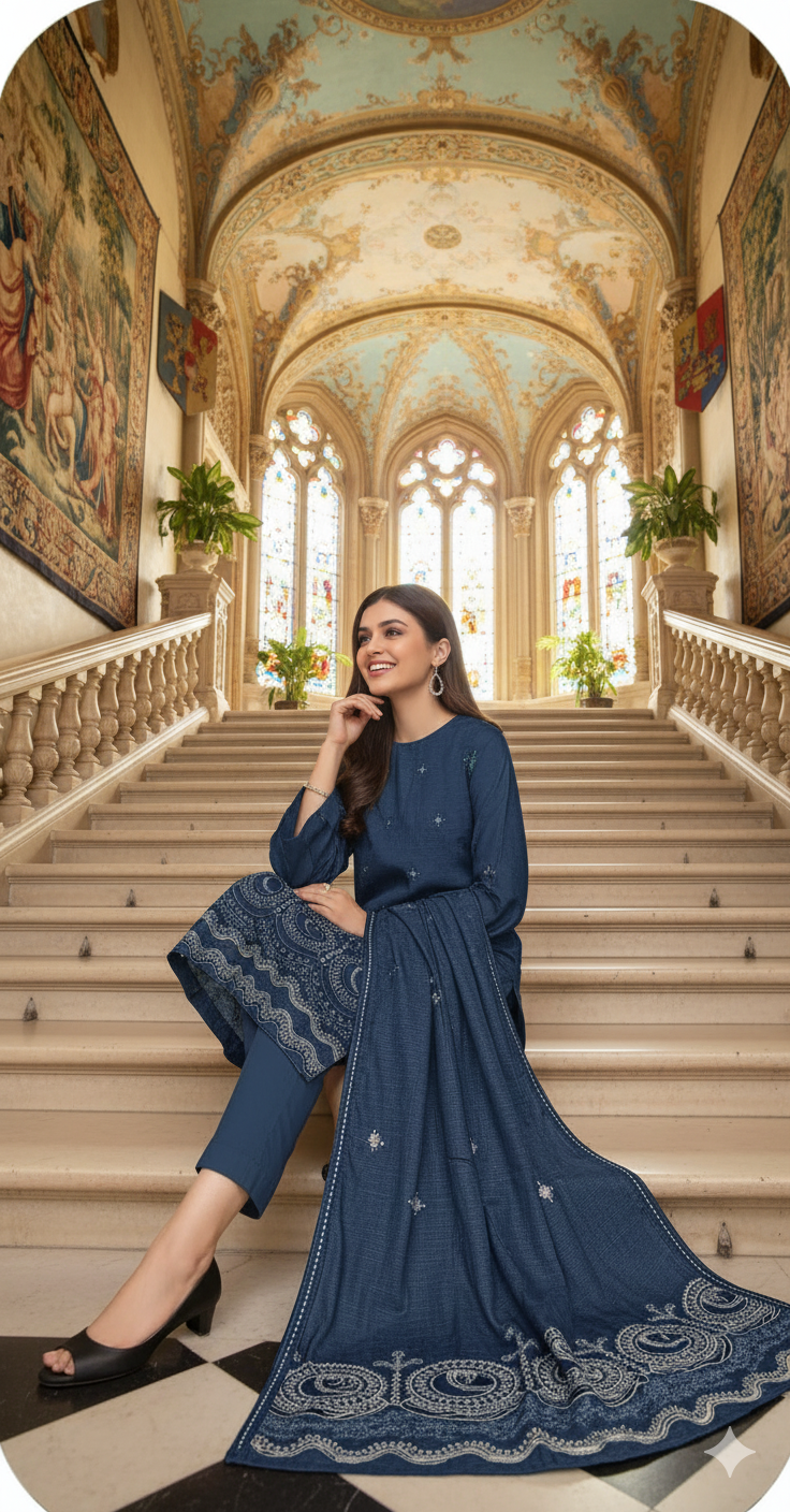 DHANAK BANA DORA EMBROIDERED APPLIC DAMAN COLLECTION