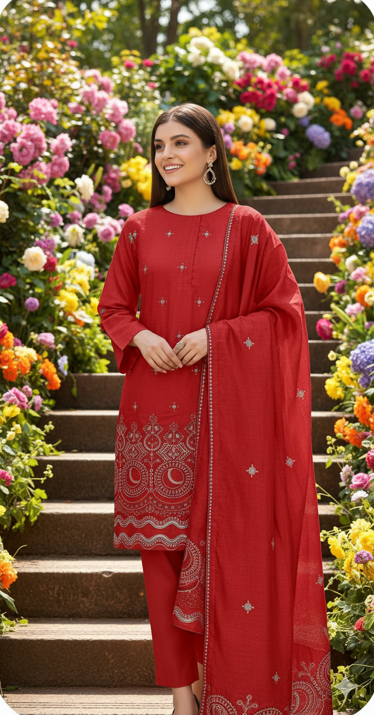 DHANAK BANA DORA EMBROIDERED APPLIC DAMAN COLLECTION