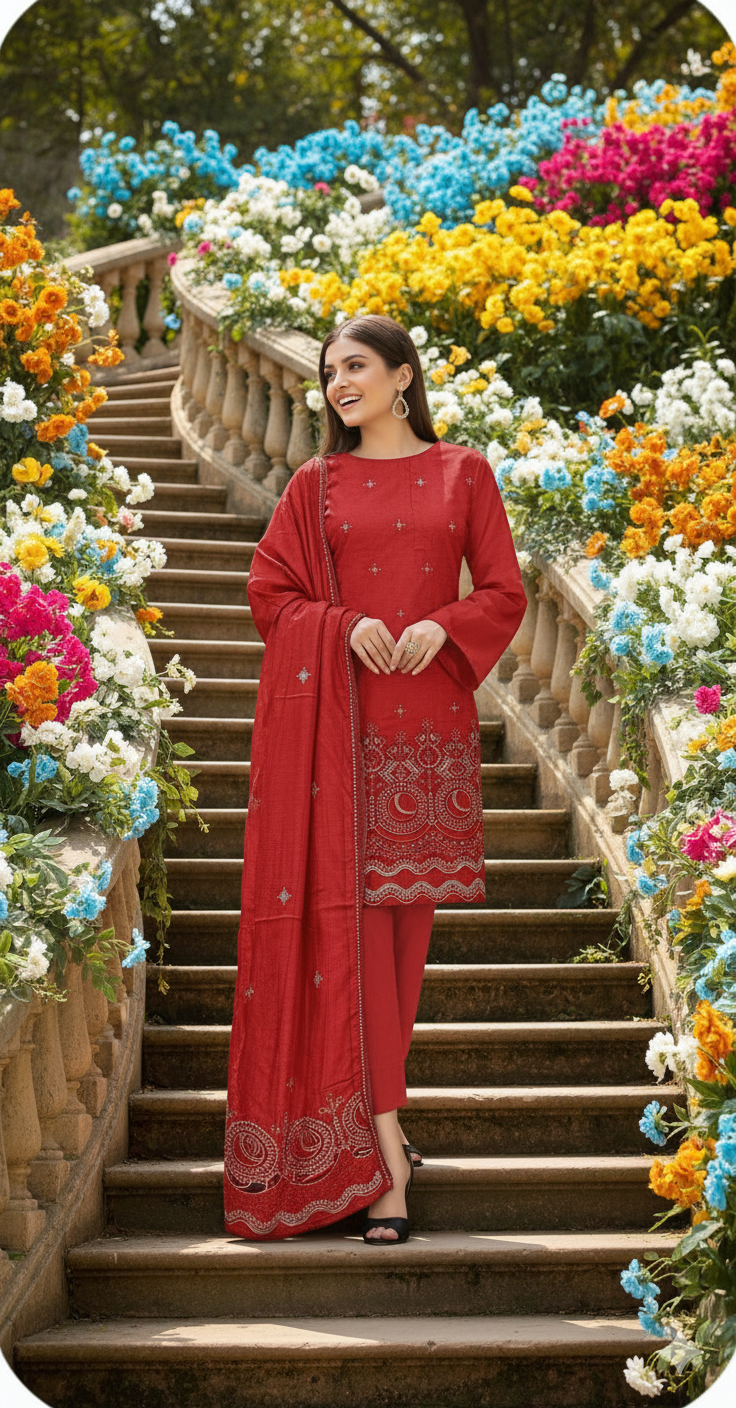 DHANAK BANA DORA EMBROIDERED APPLIC DAMAN COLLECTION