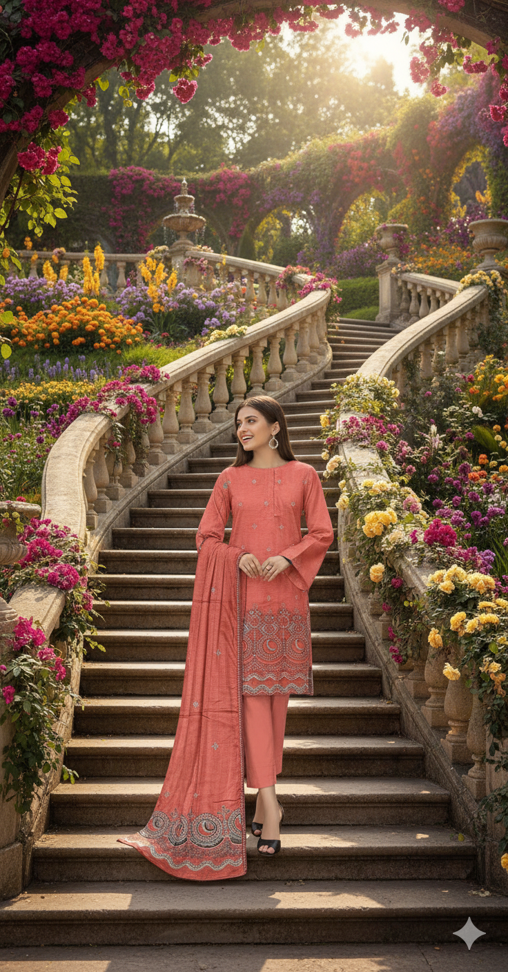 DHANAK BANA DORA EMBROIDERED APPLIC DAMAN COLLECTION