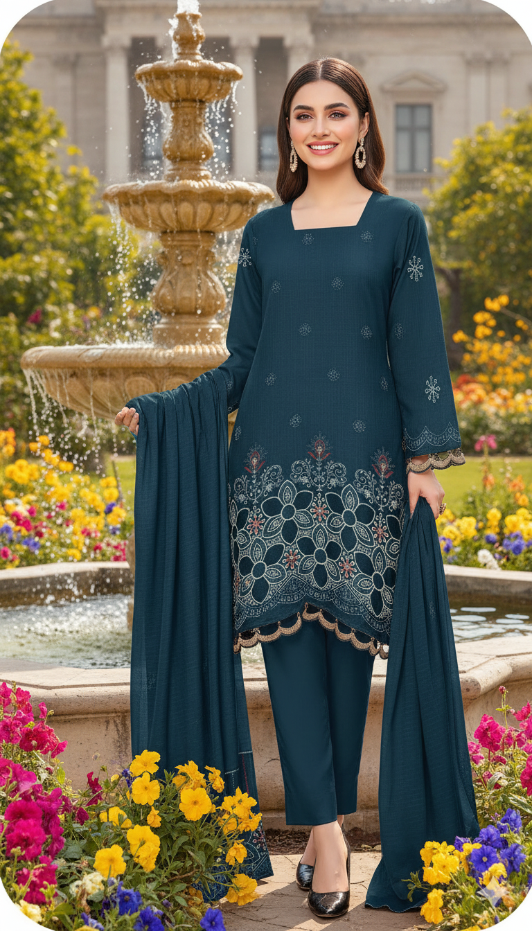 DHANAK TANA DORA EMBROIDERED APPLIC DAMAN COLLECTION