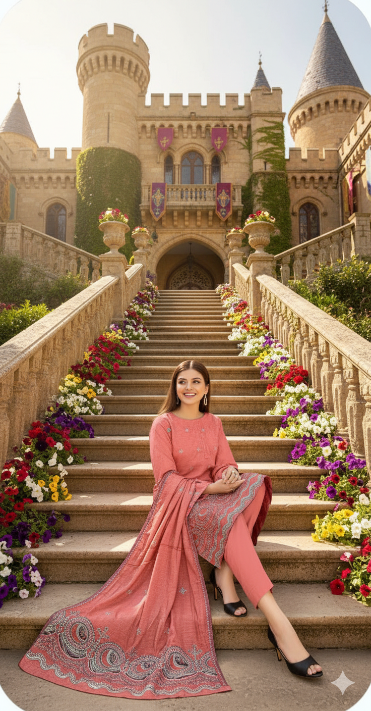 DHANAK BANA DORA EMBROIDERED APPLIC DAMAN COLLECTION