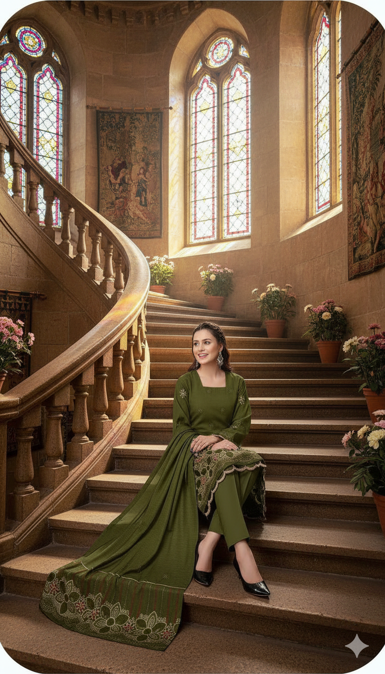 DHANAK TANA DORA EMBROIDERED APPLIC DAMAN COLLECTION