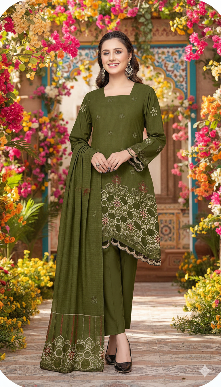 DHANAK TANA DORA EMBROIDERED APPLIC DAMAN COLLECTION