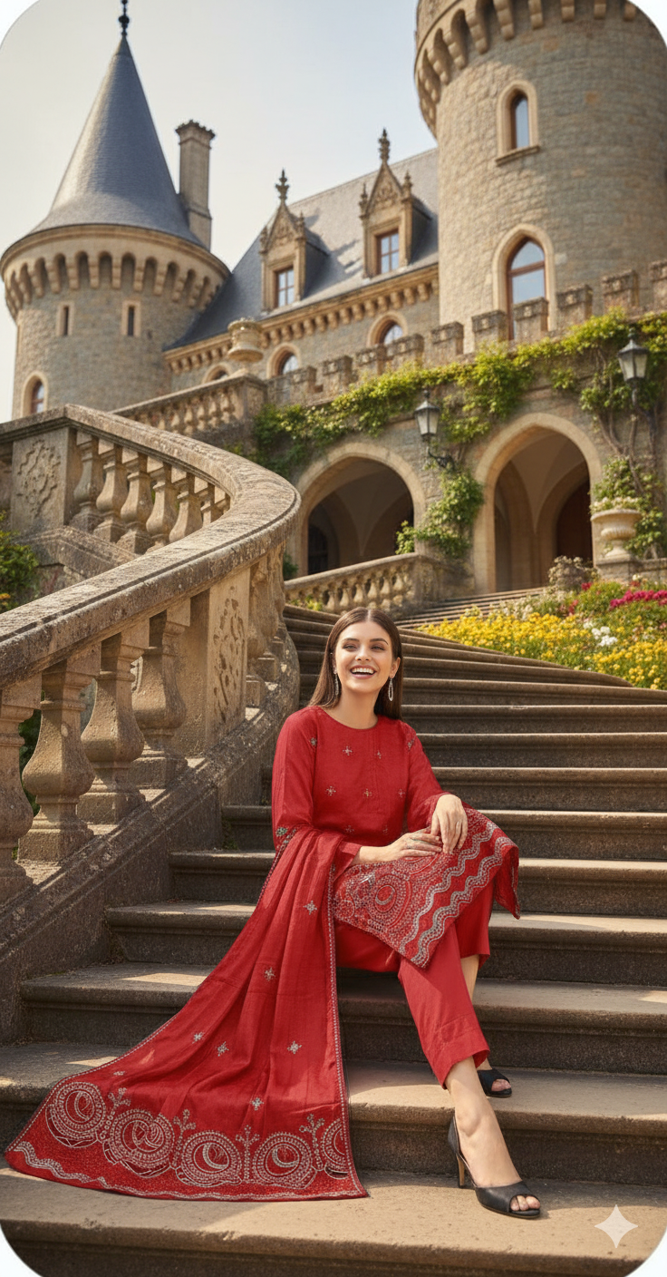 DHANAK BANA DORA EMBROIDERED APPLIC DAMAN COLLECTION