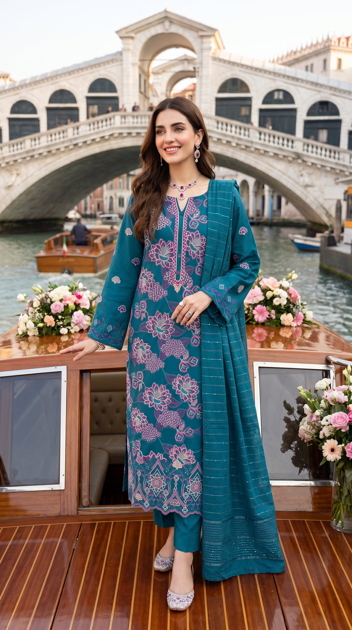 LUXURY DHANAK EMBROIDERY COLLECTION WITH DHANAK SHAWL