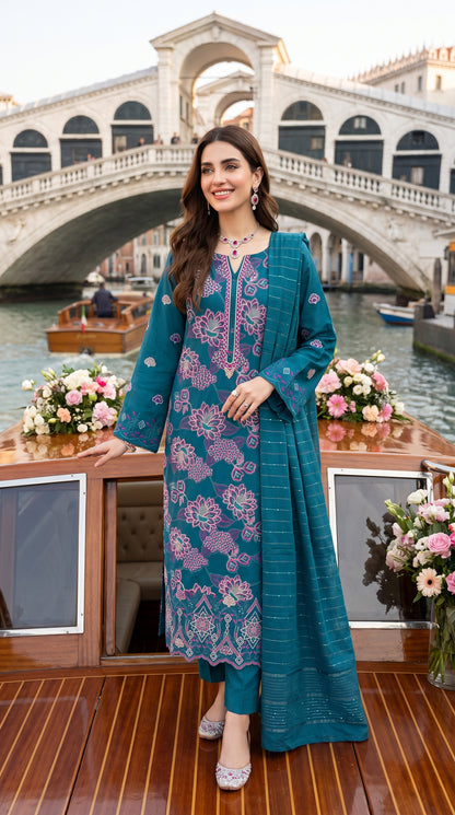 LUXURY DHANAK EMBROIDERY COLLECTION WITH DHANAK SHAWL