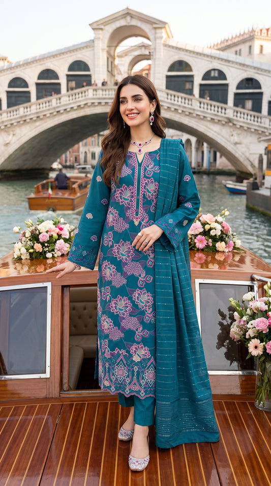 LUXURY DHANAK EMBROIDERY COLLECTION WITH DHANAK SHAWL