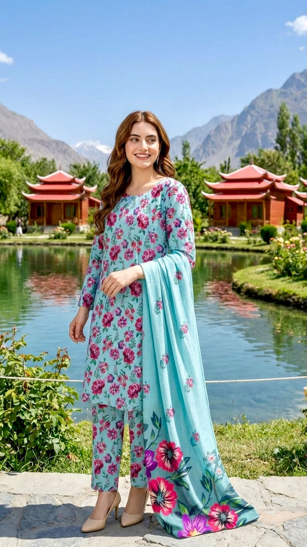 PRINTED KHADDAR ALLOVER STYLE COLLECTION 3PC