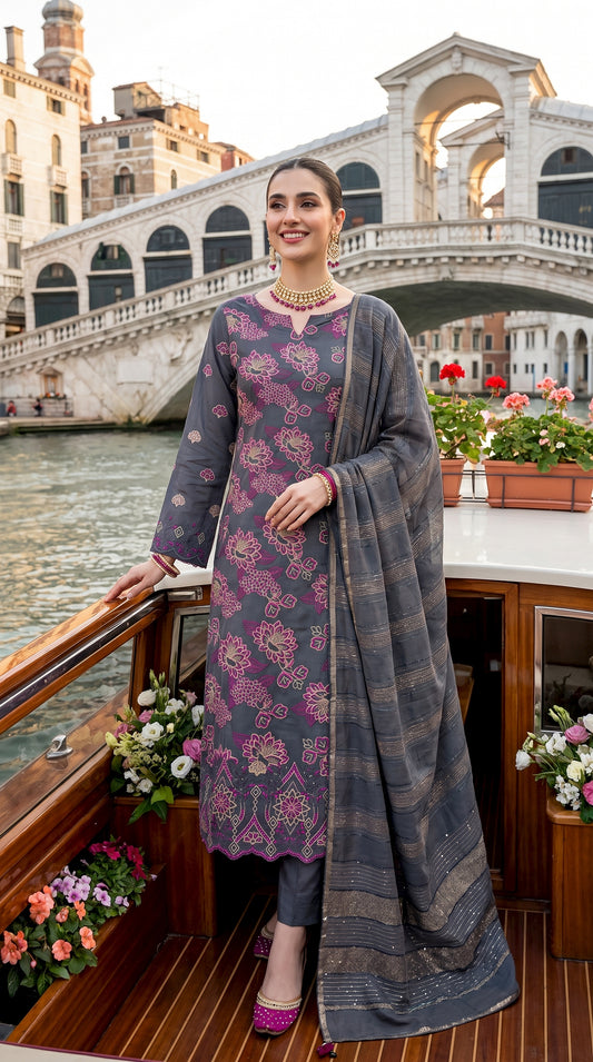 LUXURY DHANAK EMBROIDERY COLLECTION WITH DHANAK SHAWL